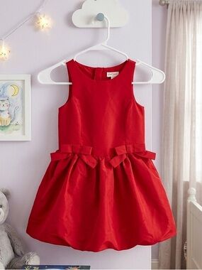 Cat & Jack Red Bow-Trim Sleeveless Party Dress